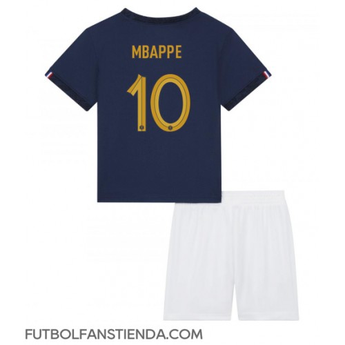 Francia Kylian Mbappe #10 Primera Equipación Niños Mundial 2022 Manga Corta (+ Pantalones cortos)